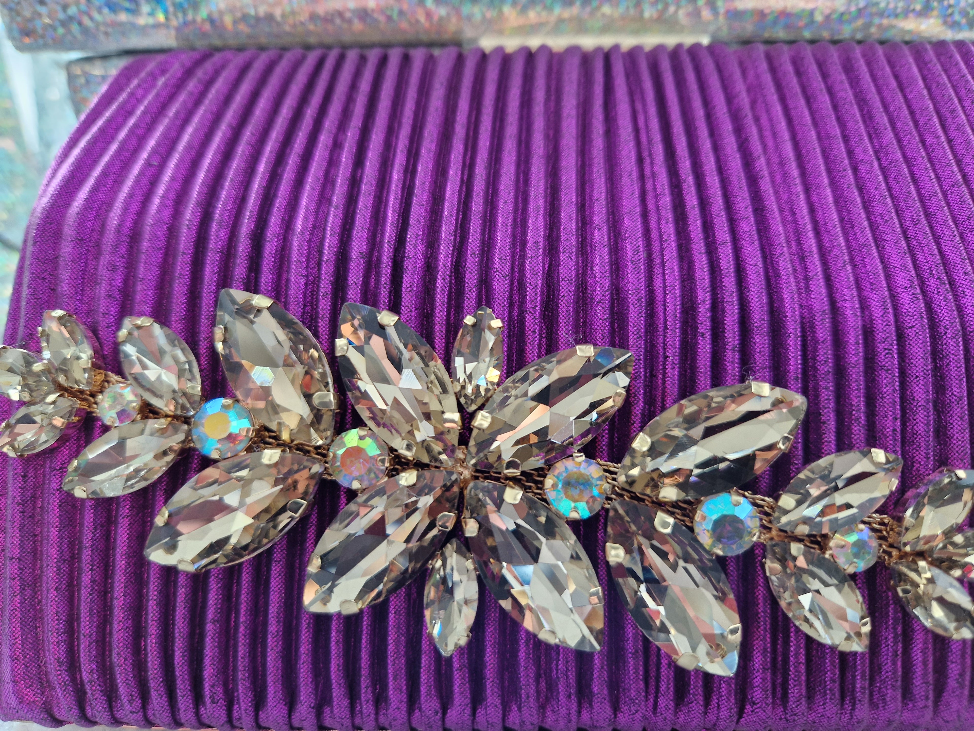 Purple & Silver Crystal Evening Bag