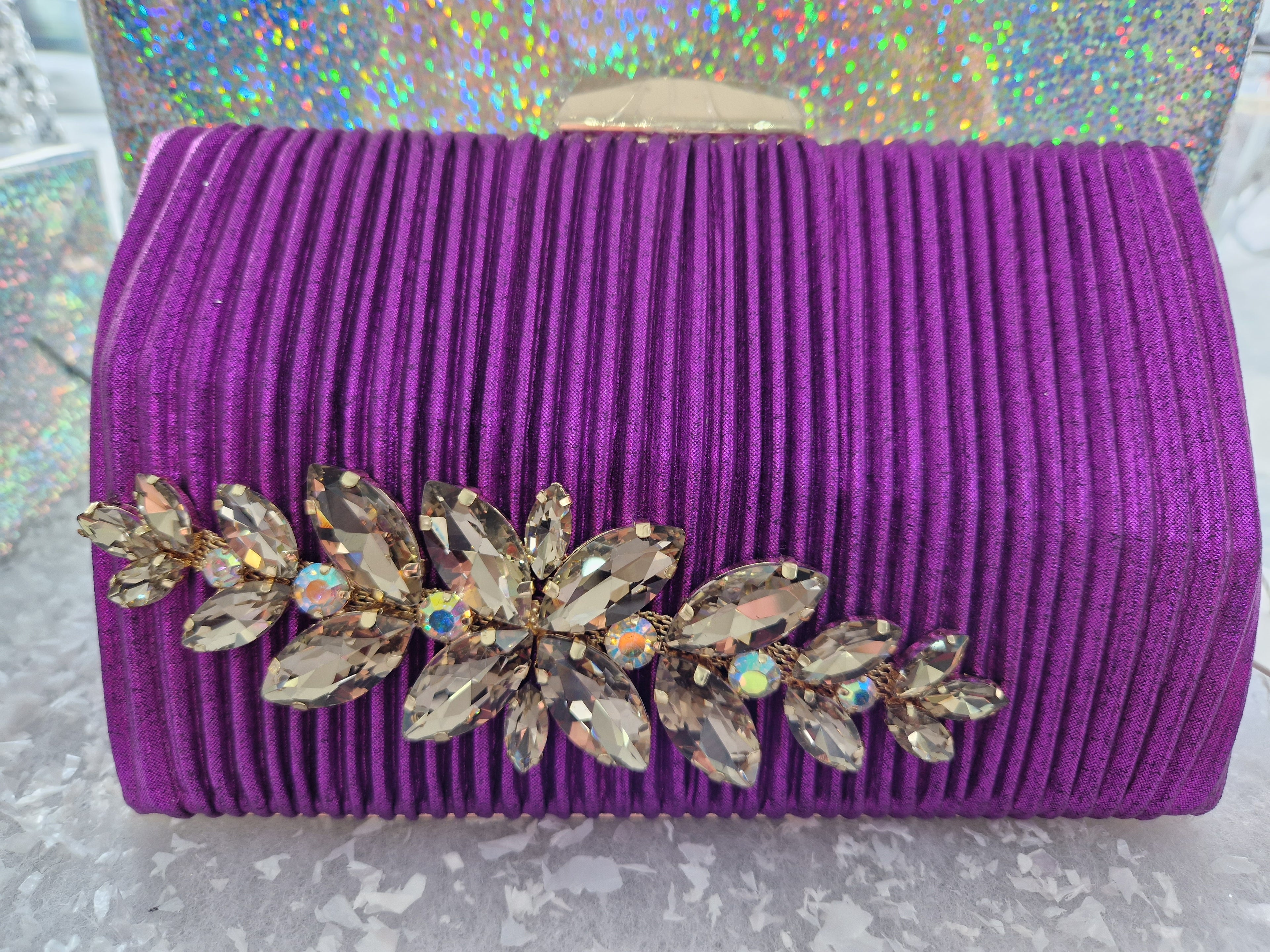 Purple & Silver Crystal Evening Bag