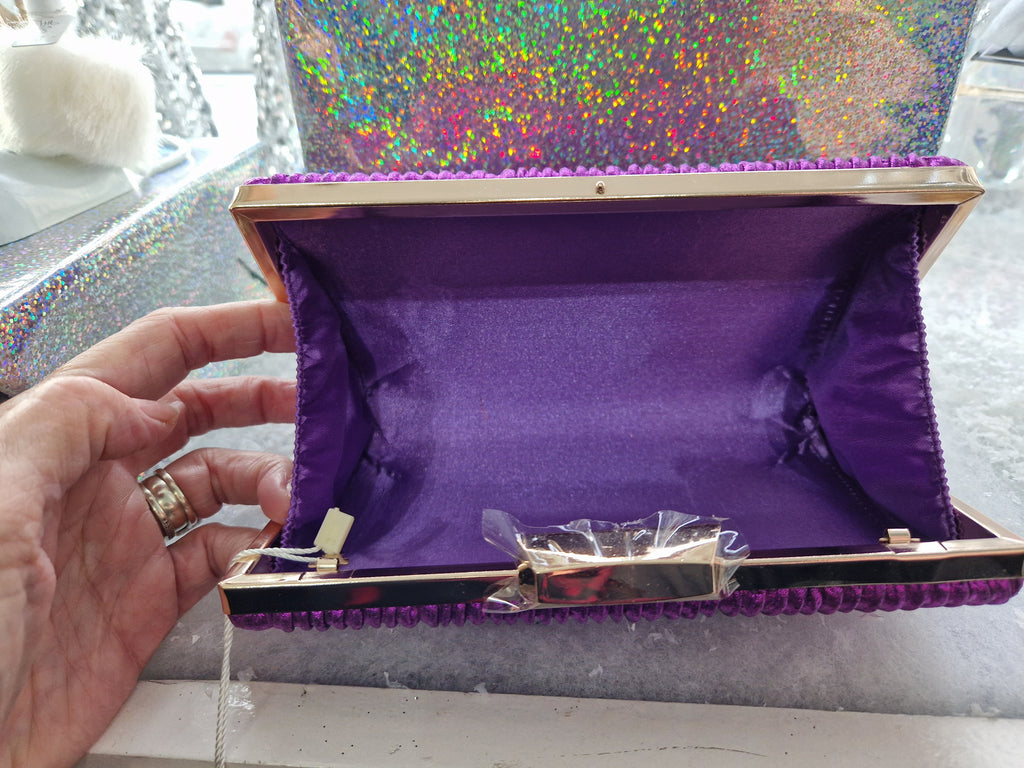 Purple & Silver Crystal Evening Bag