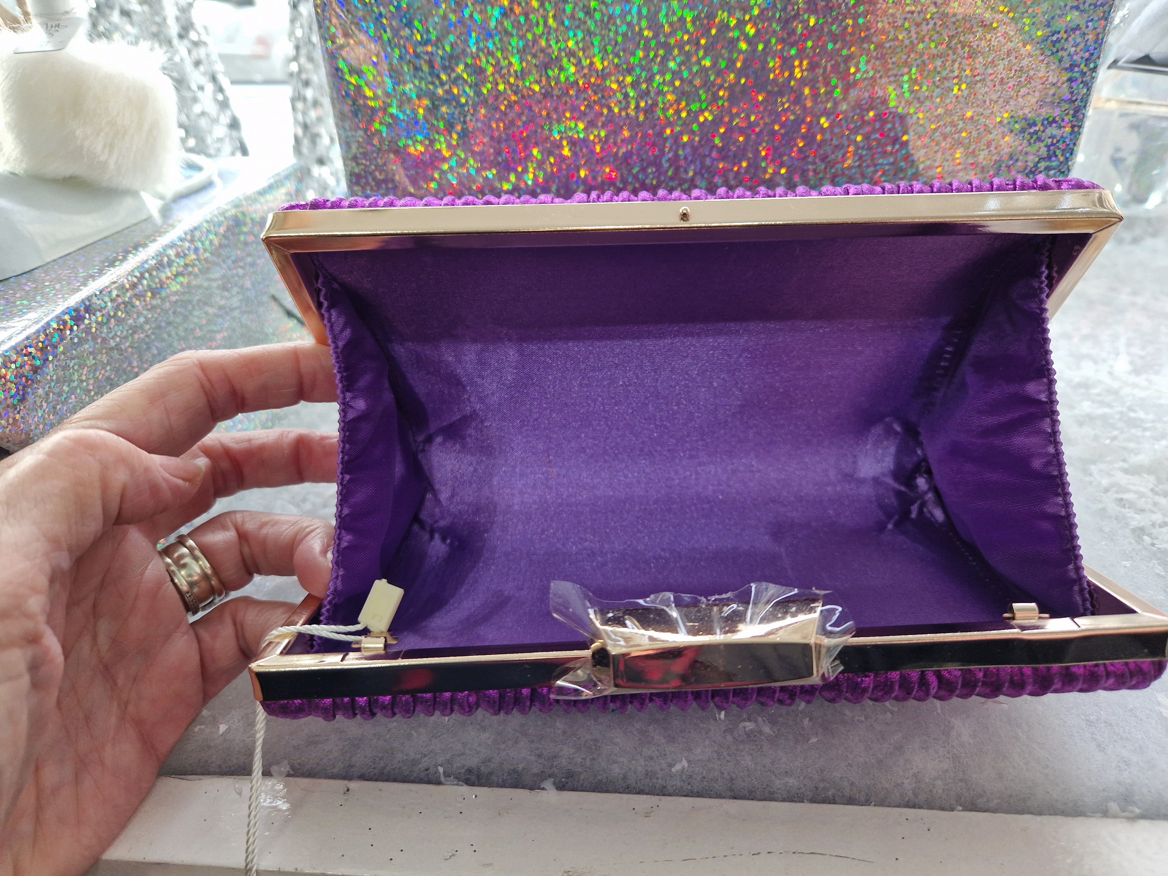 Purple & Silver Crystal Evening Bag