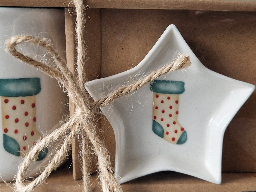 Festive Socks Mug & Nibble Dish