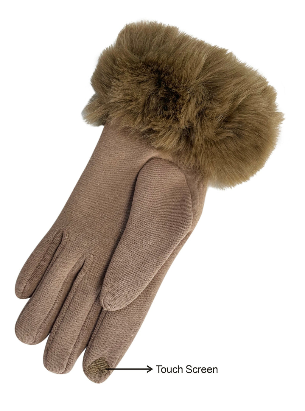 Beige Faux Fur Trim Gloves