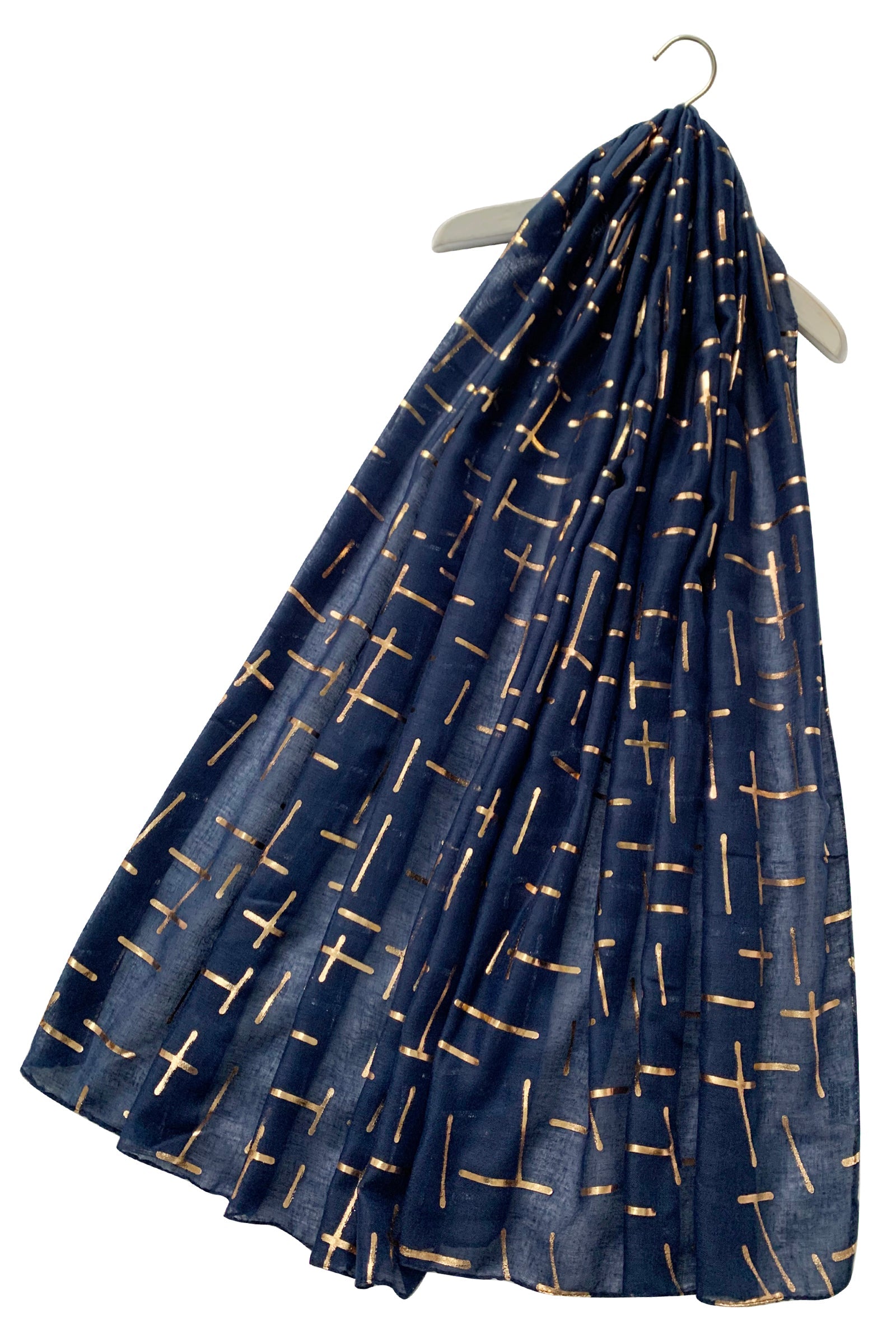 Navy & Gold Foil Asymetric Design Scarf