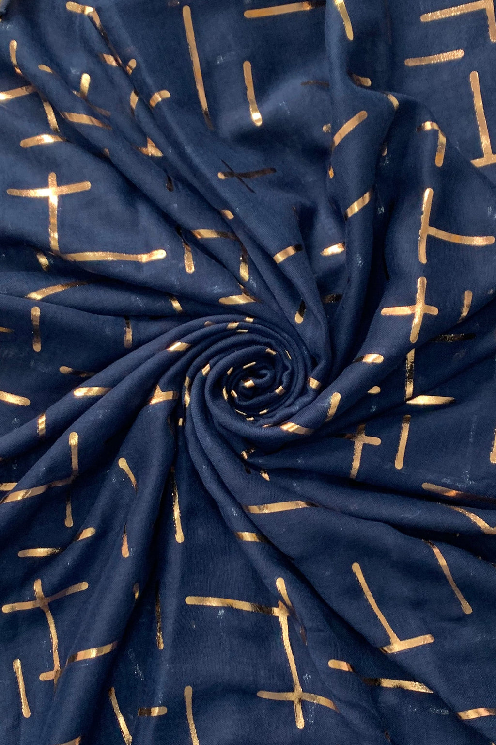 Navy & Gold Foil Asymetric Design Scarf