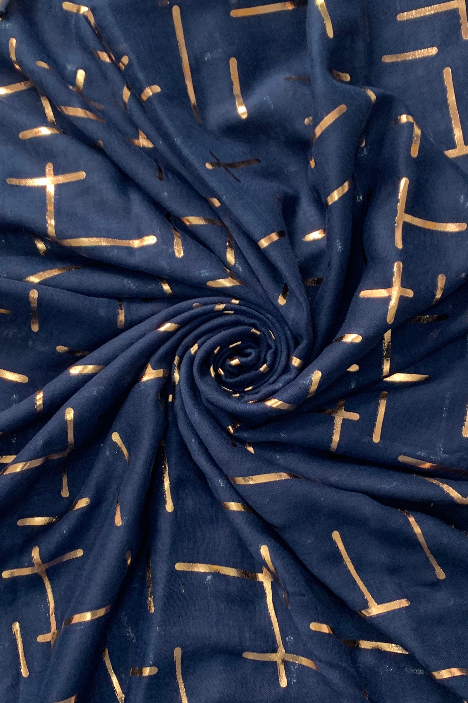 Navy & Gold Foil Asymetric Design Scarf