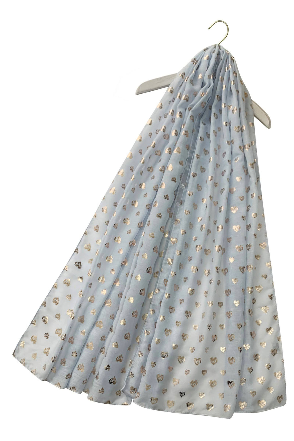 Blue Gold Foil Heart Design Scarf