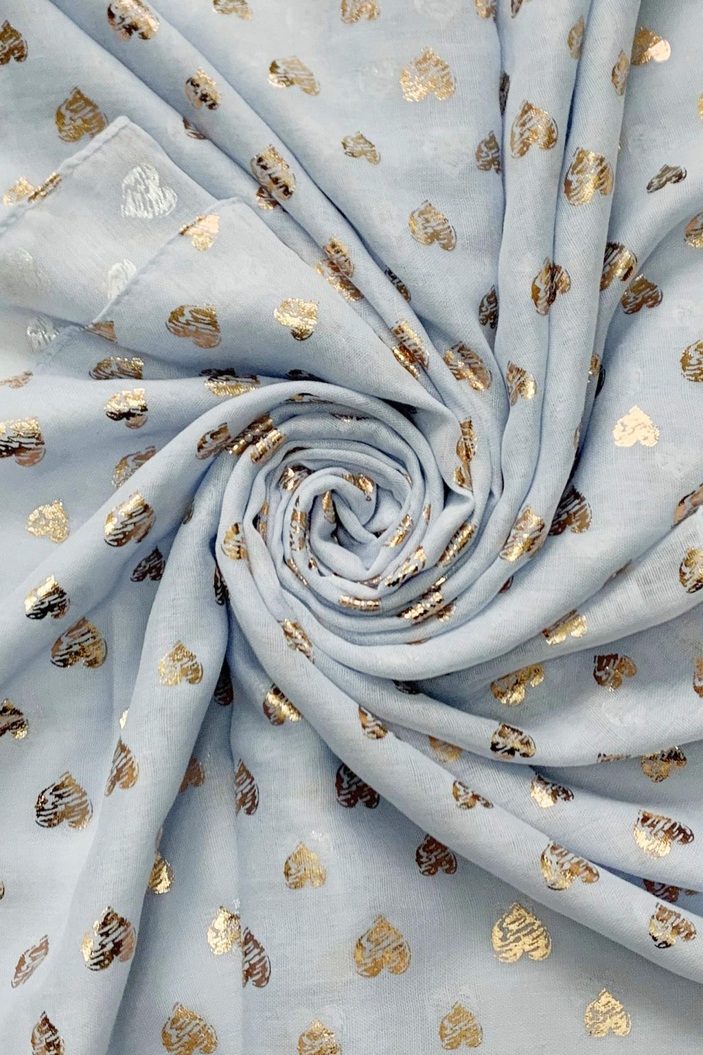 Blue Gold Foil Heart Design Scarf