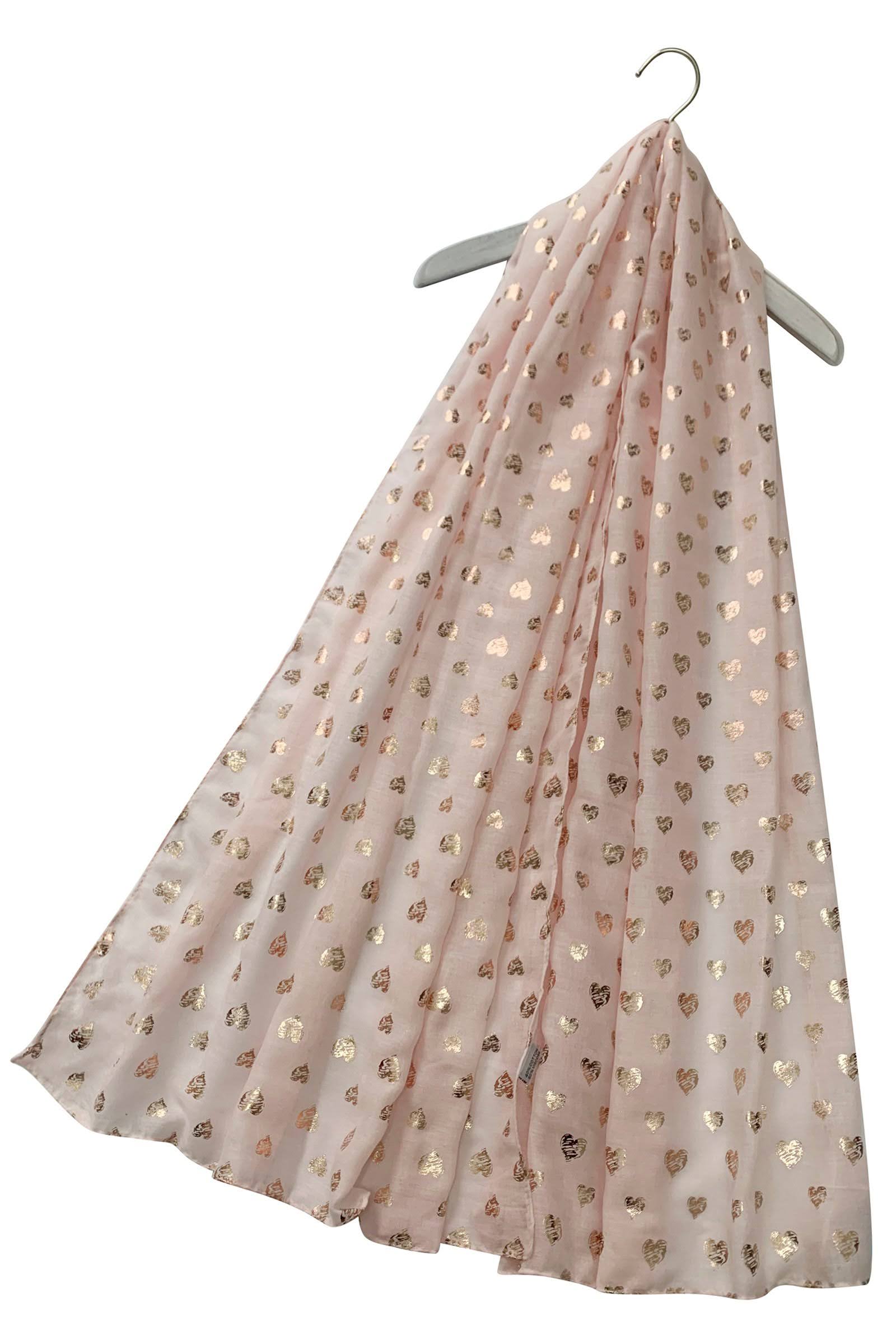 Pink & Gold Foil Heart Desgn Scarf