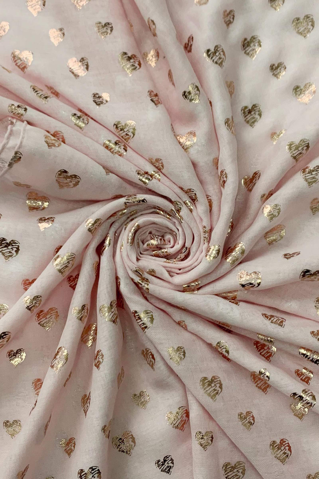 Pink & Gold Foil Heart Desgn Scarf