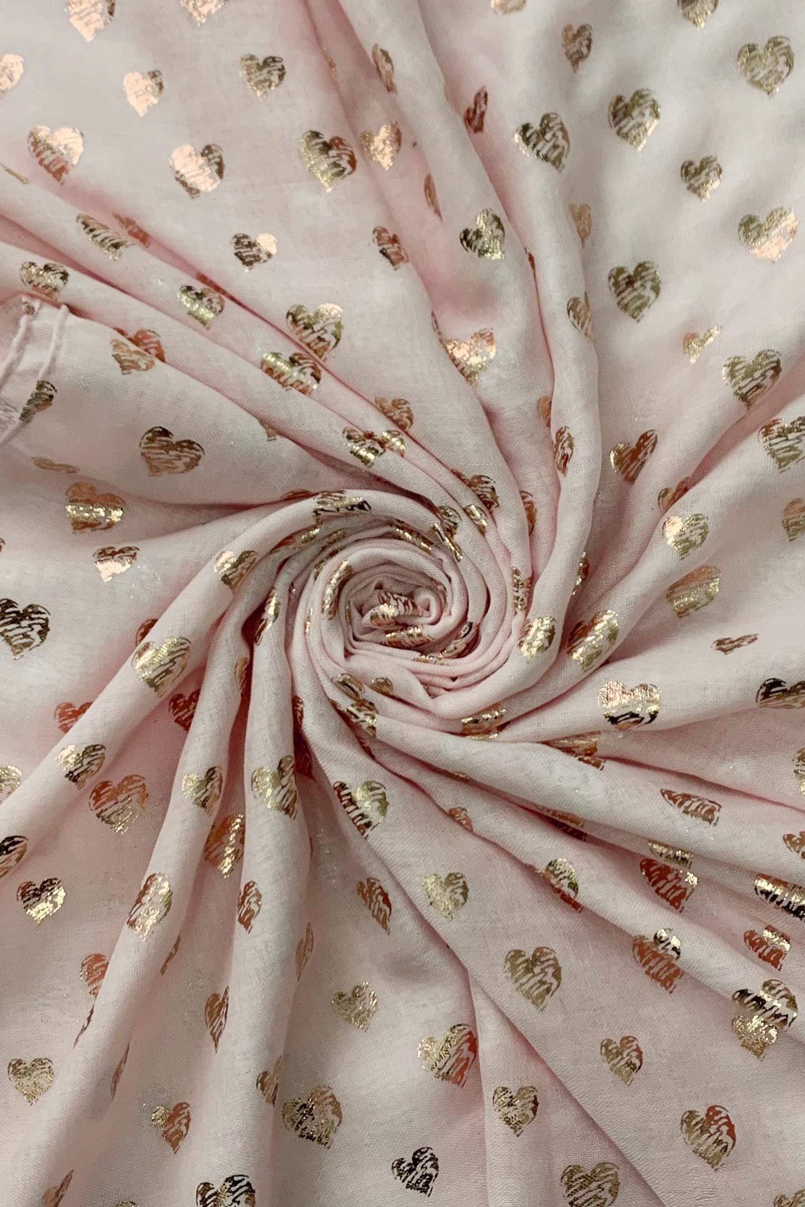 Pink & Gold Foil Heart Desgn Scarf