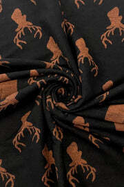 Brown Stag Design Wool Blend Scarf