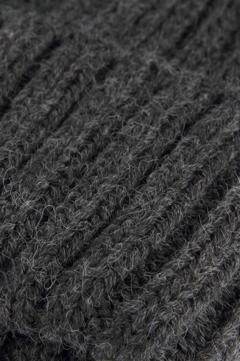 Grey Cable Knit Pom-Pom Beanie Hat