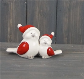 Ceramic Birds With Festive Hats Ornament