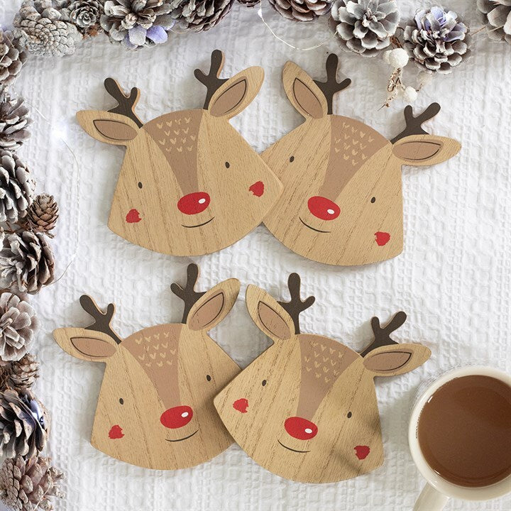 Reindeer Coasters Set Of 4
