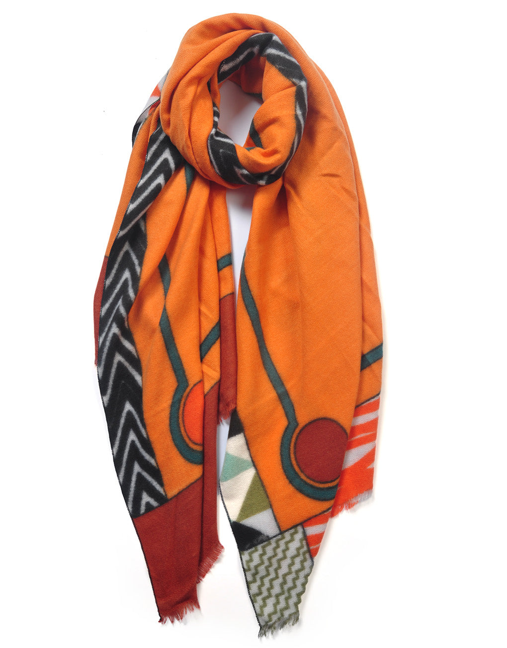 Orange Multi Coloured Cashmere Blend Scarf