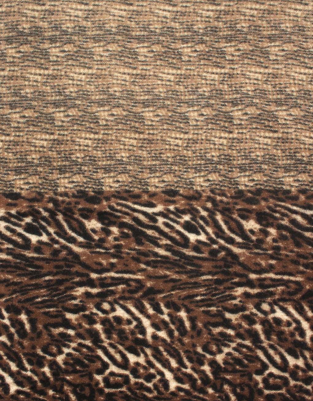 Mustard & Brown Leopard Print Wool Blend Scarf