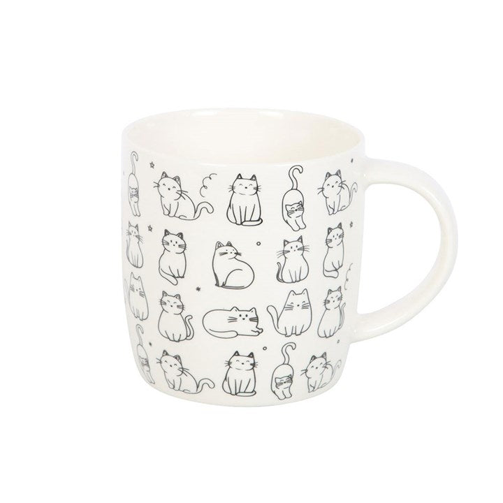 White Happy Cats Printed Mug
