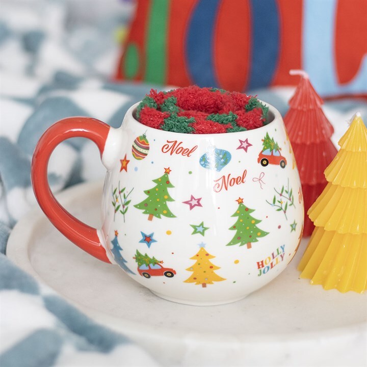 Christmas Print Mug & Socks Set
