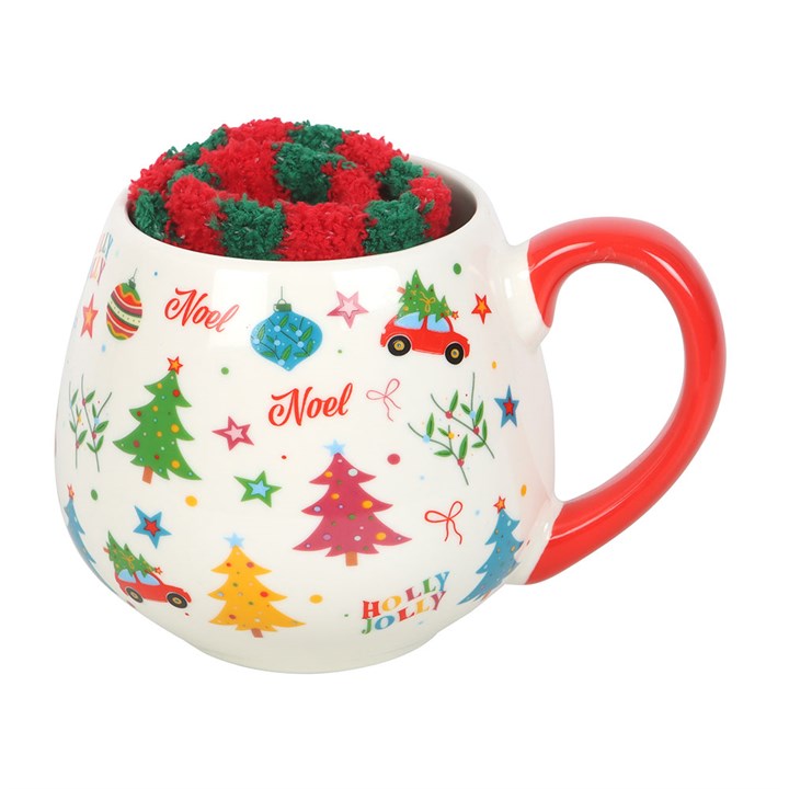 Christmas Print Mug & Socks Set