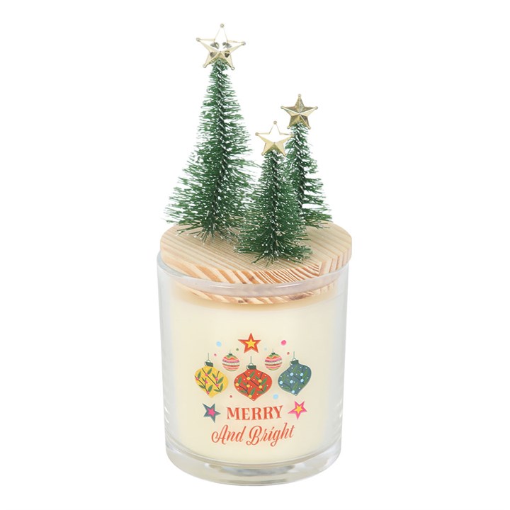 Merry and Bright Bauble Cinnamon & Spice Glass Candle with Trees