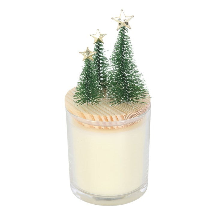 Merry and Bright Bauble Cinnamon & Spice Glass Candle with Trees
