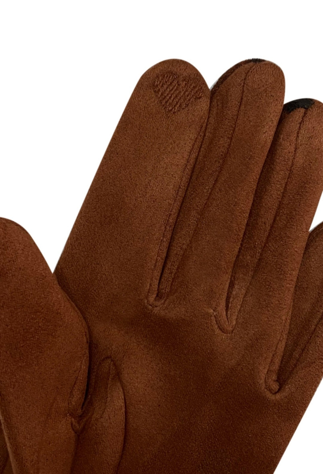 Brown Leopard Print Suede Gloves