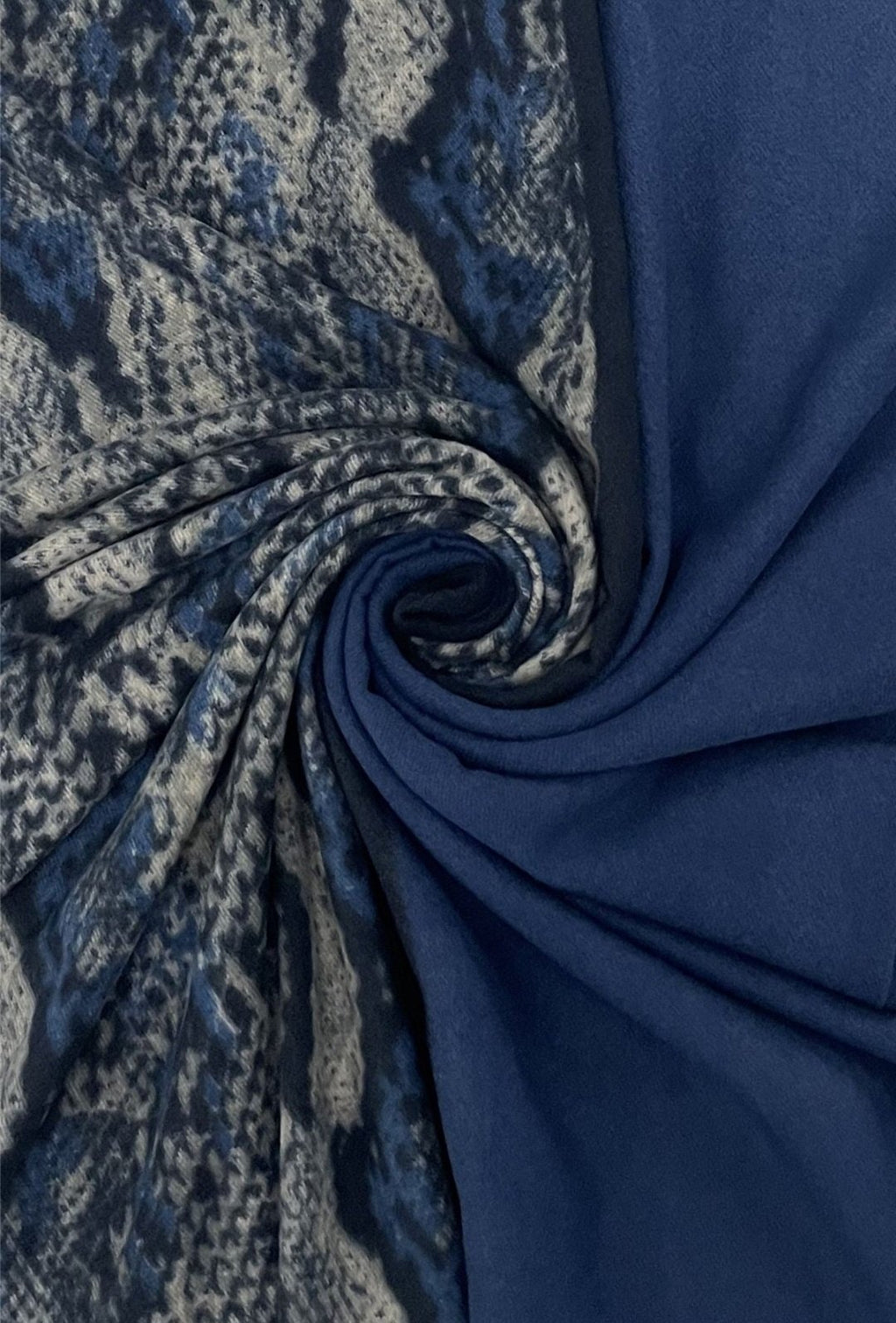 Blue & Grey Snakeskin Print Wool Blend Scarf
