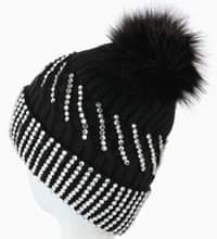 Black Crystal Encrusted Beanie Hat