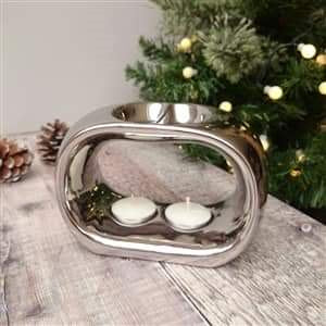 Chrome Double Tealight Wax Burner