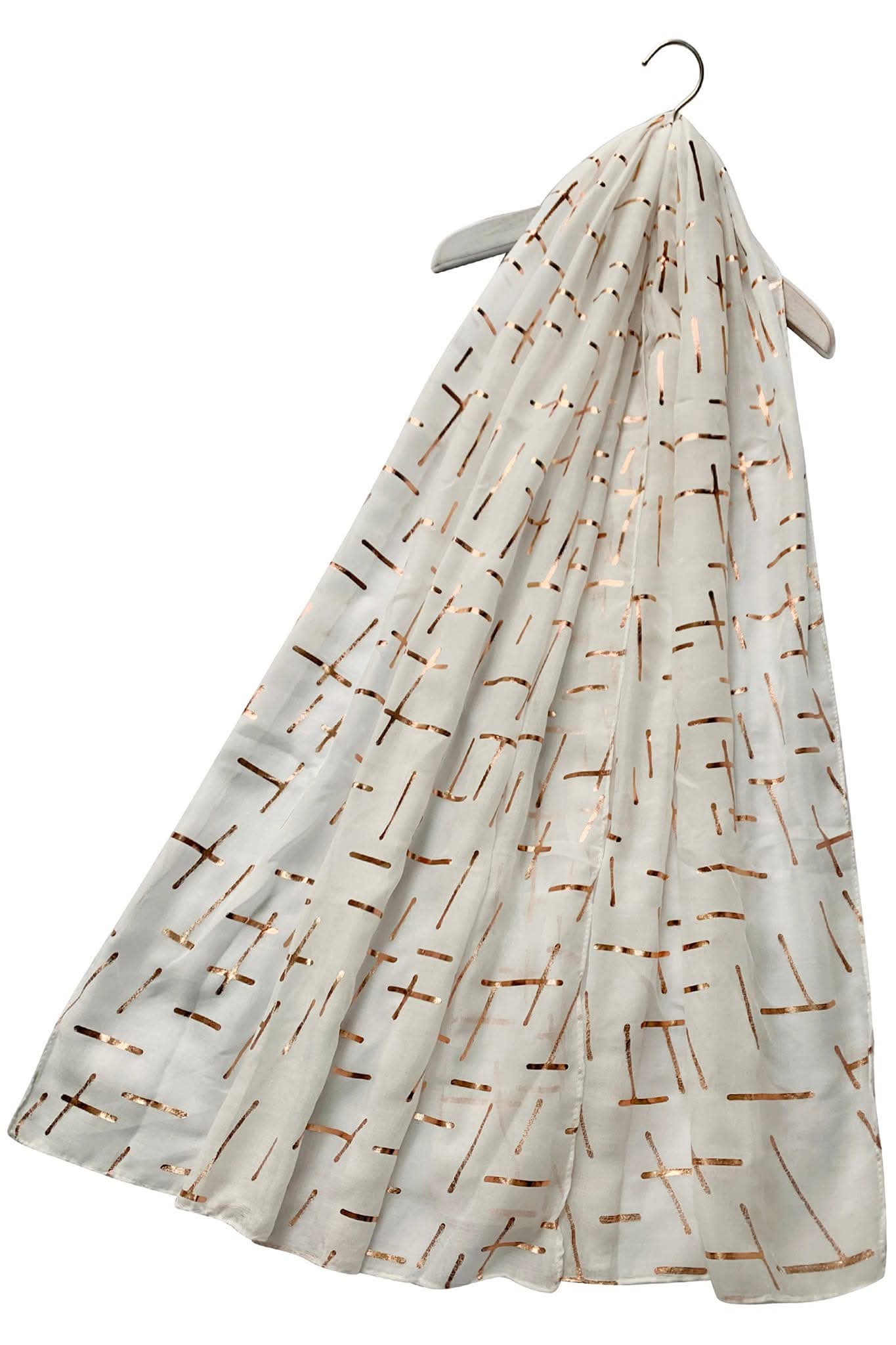 Cream & Gold Foil Asymetric Design Scarf