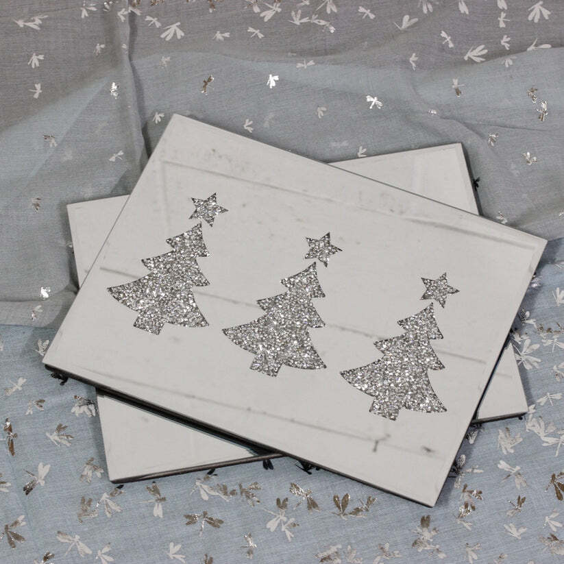 Set of 2 Crystal Tree Mirrored Placemats