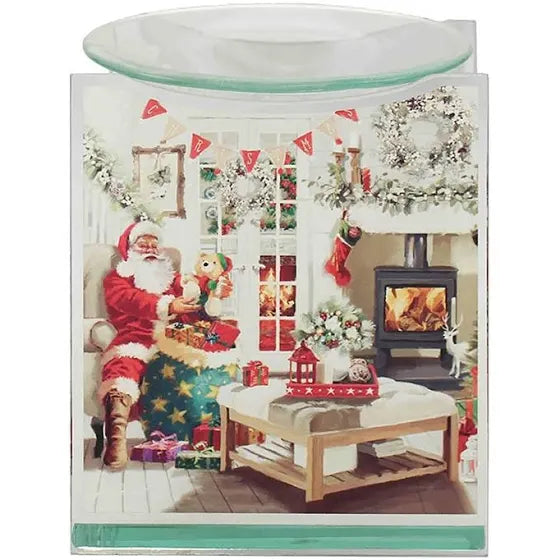 Winter Santa Scene Glass Burner